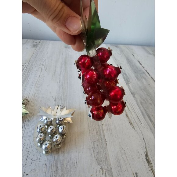 Vintage resl lenz Mercury glass strawberry ornament RARE West Germany set unique - Picture 3 of 10